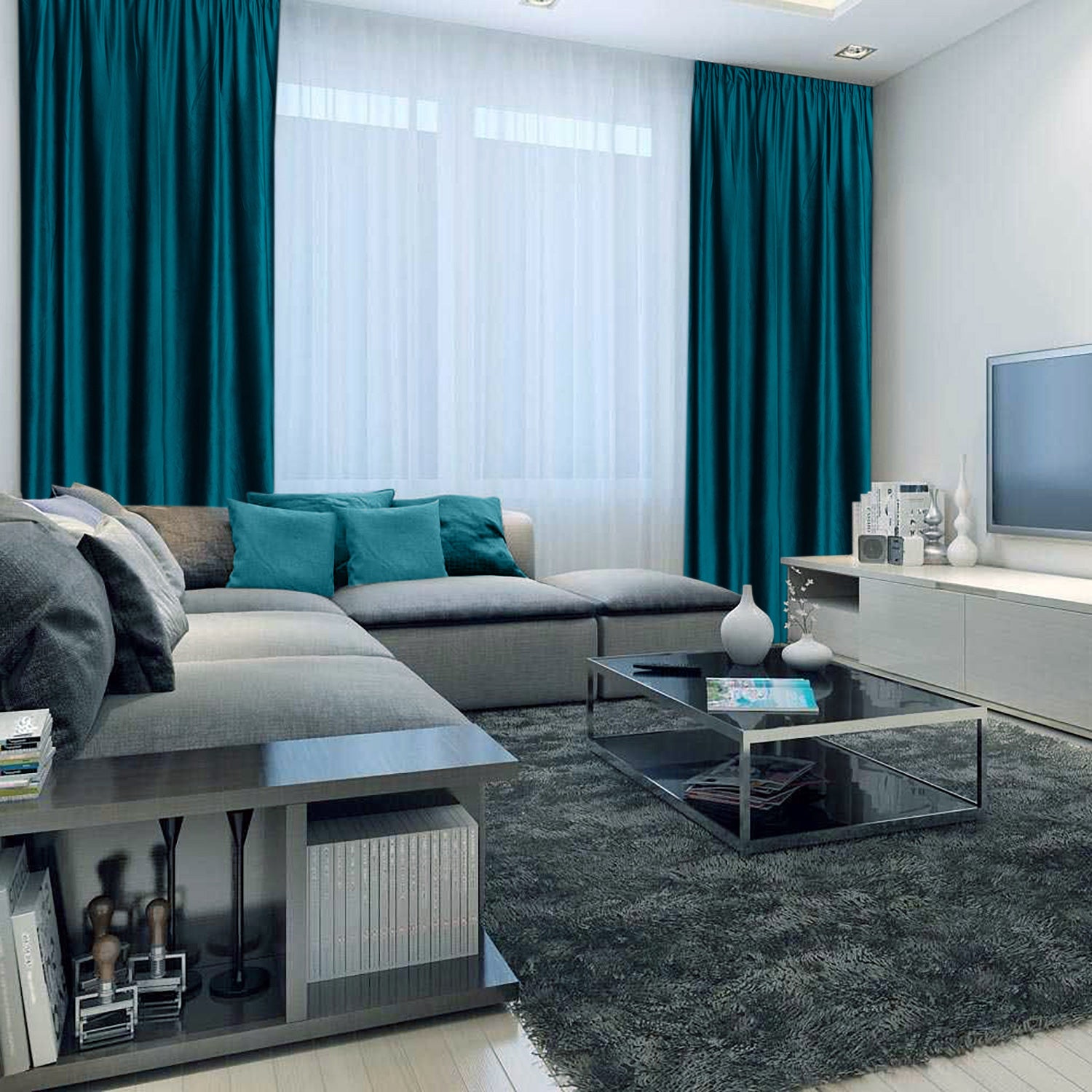 Draperie French Velvet Albastru Petrol Turcuaz | CasaRossaTextil