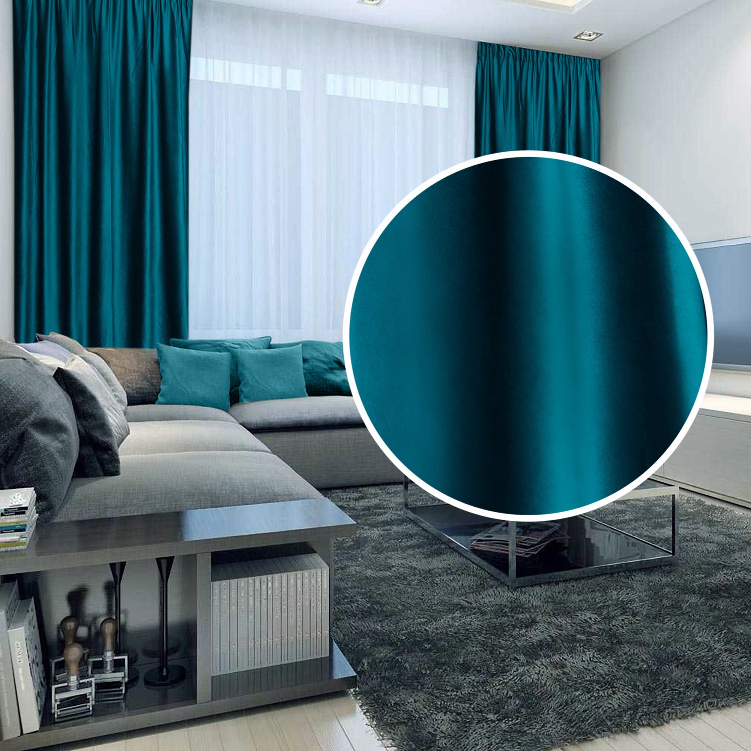 Draperie French Velvet Albastru Petrol Turcuaz | CasaRossaTextil