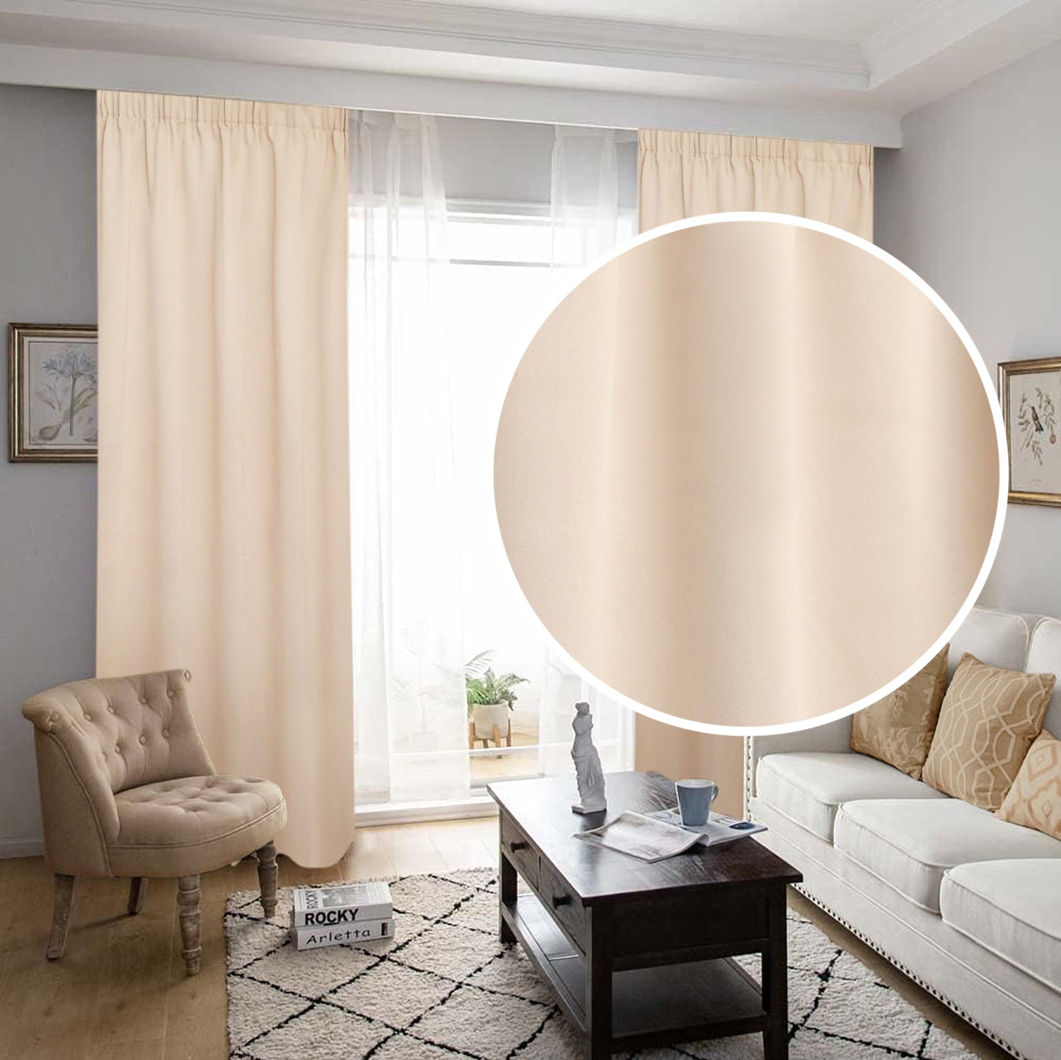 Draperie Blackout Bej Natural | Set 2 Bucăți | CasaRossaTextil