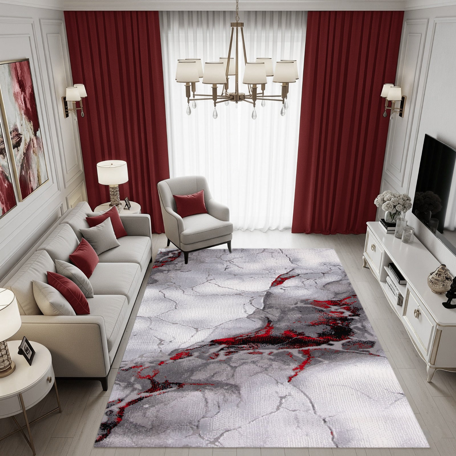 Covor BELLA Gri-Roșu 2 | CasaRossaTextil
