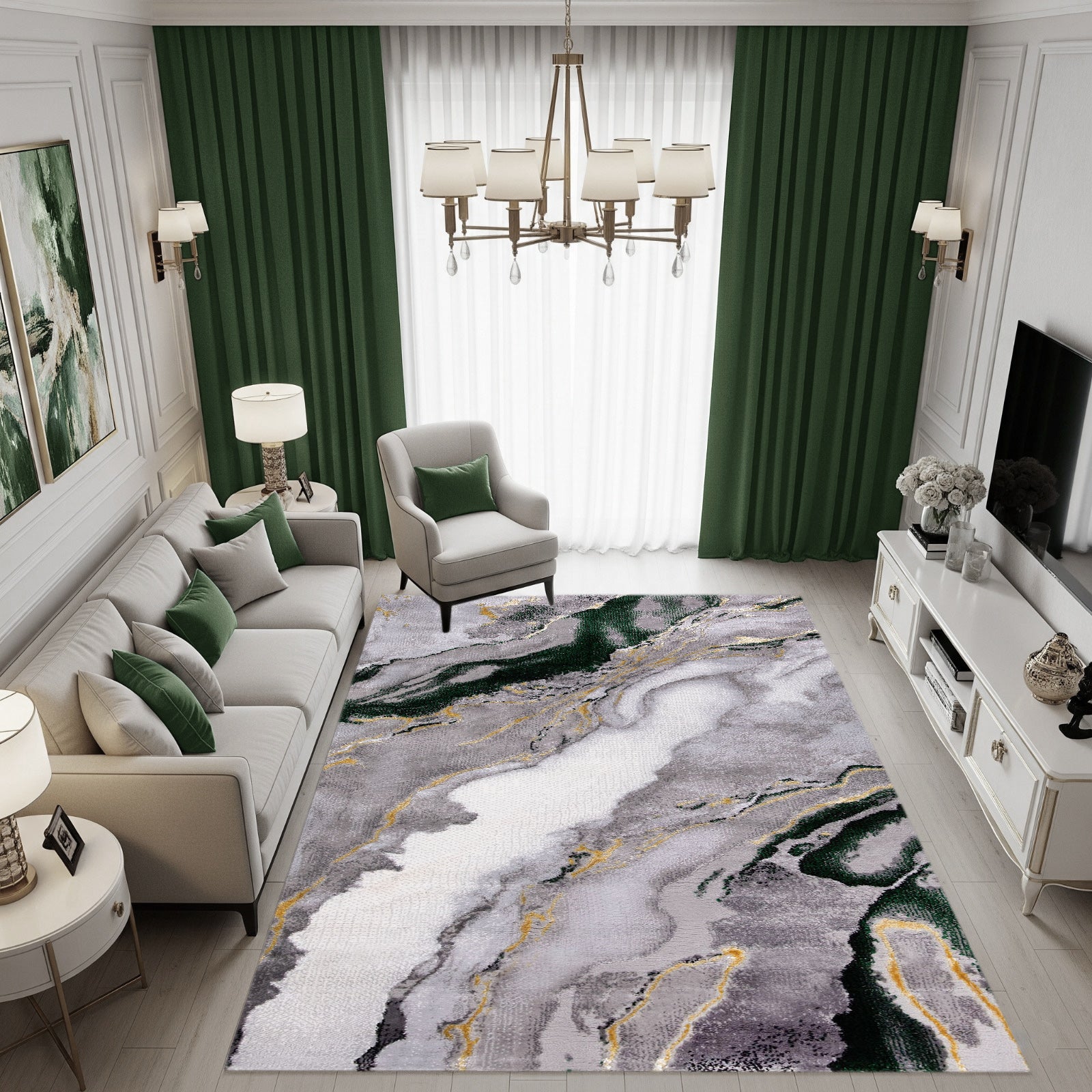 Covor BELLA Gri-Verde 2 | CasaRossaTextil