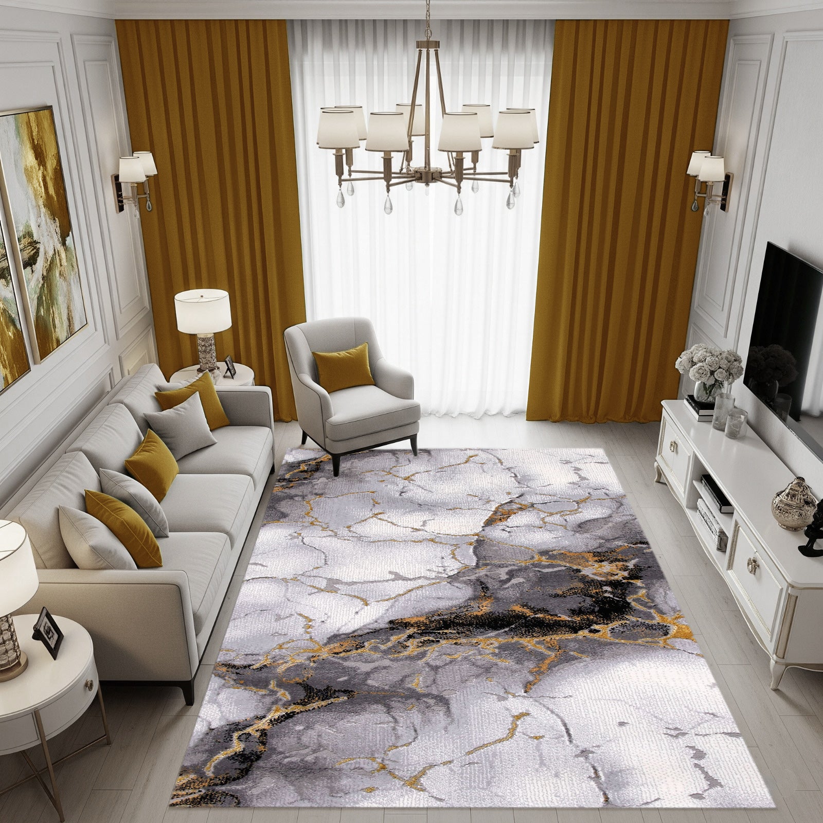 Covor BELLA Gri-Auriu 2 | CasaRossaTextil