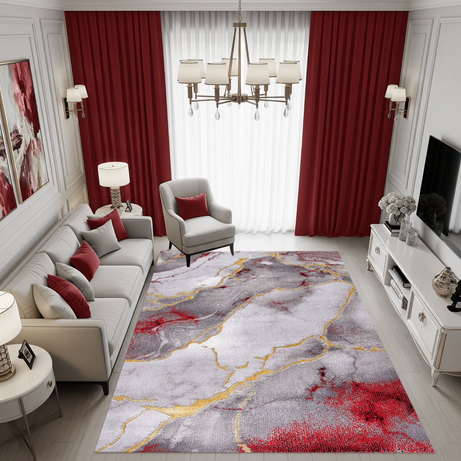 Covor BELLA Gri-Roșu 3 | CasaRossaTextil