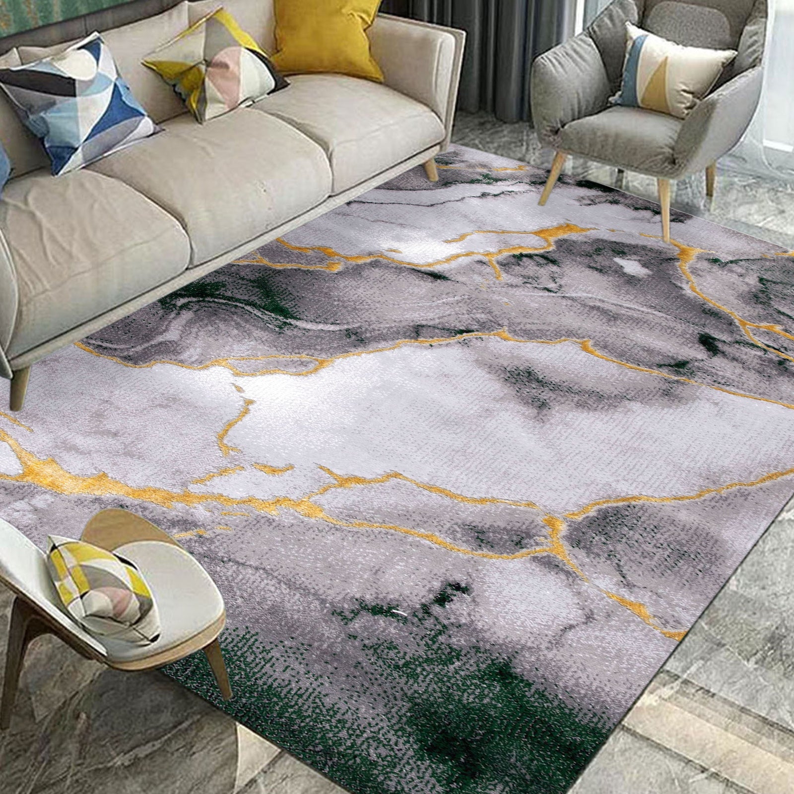 Covor BELLA Gri-Verde 3 | CasaRossaTextil