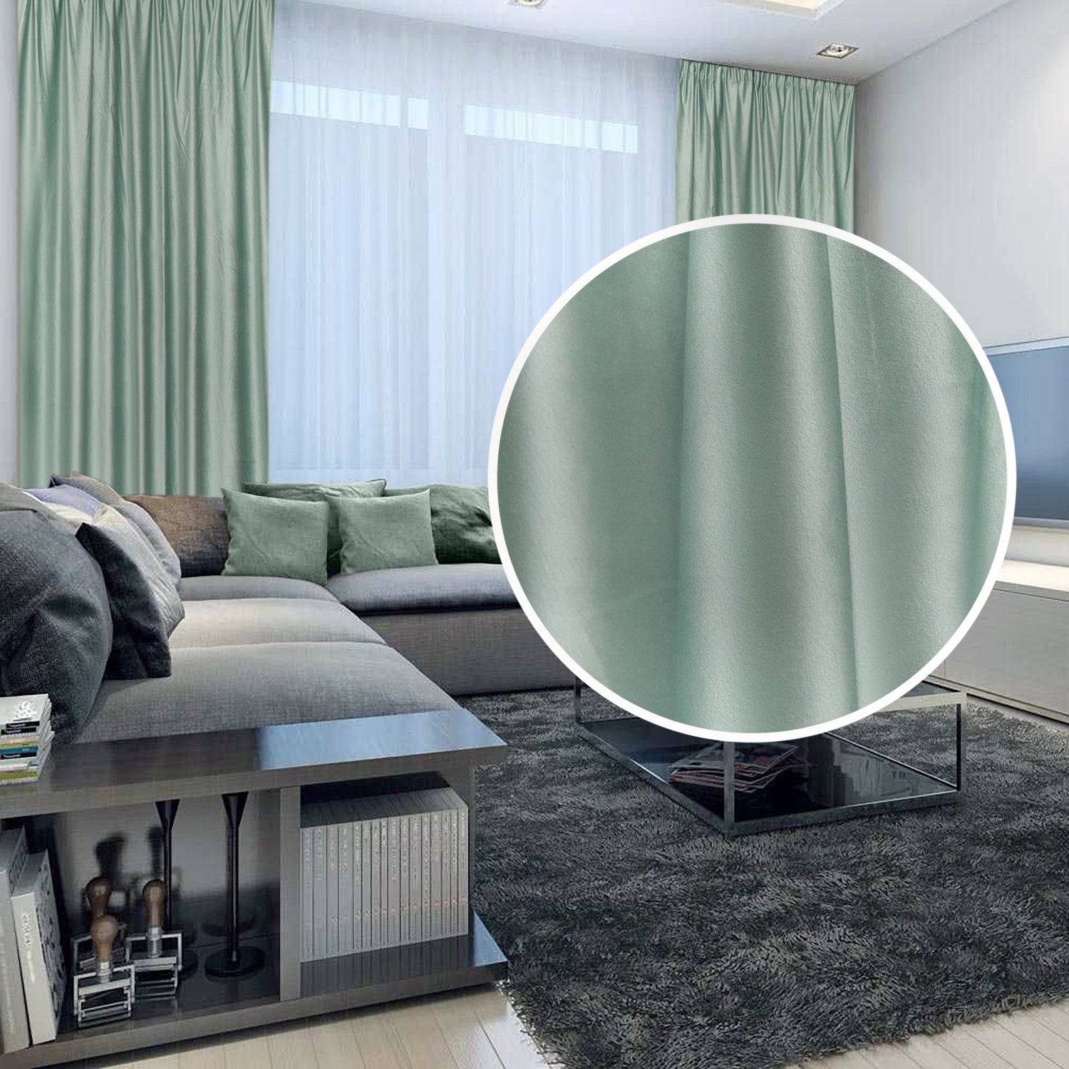 Draperie French Velvet Verde Sage | Set 2 Bucăți | CasaRossaTextil