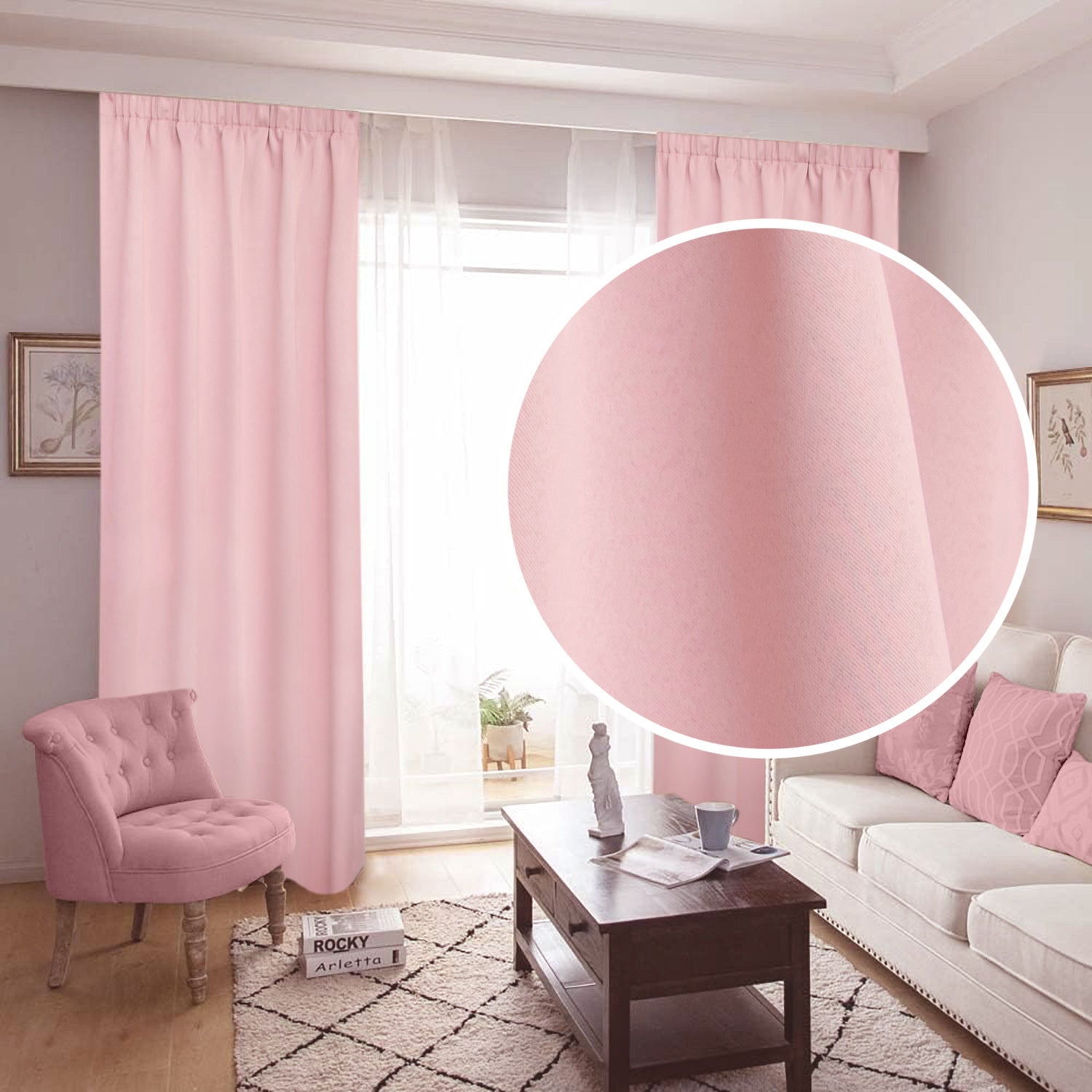 Draperie Blackout Roz Pudrat | Set 2 Bucăți | CasaRossaTextil