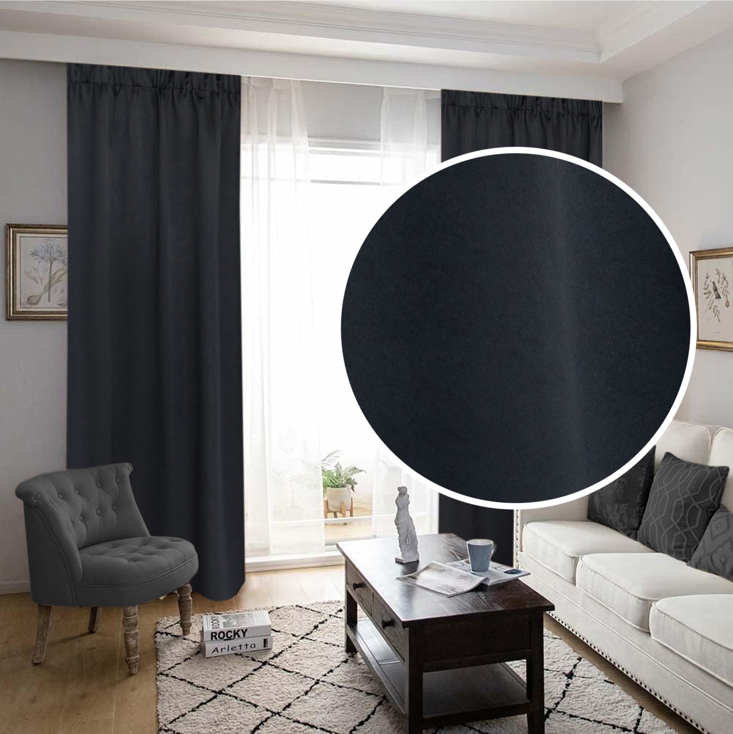 Draperie Blackout Negru | Set 2 Bucăți | CasaRossaTextil