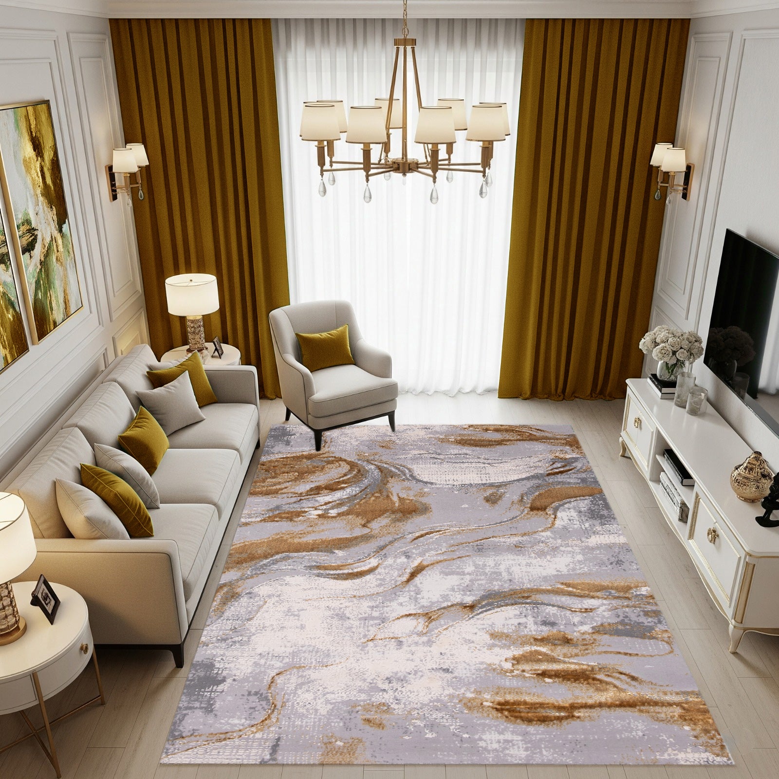 Covor SENA Auriu Poly 2 | CasaRossaTextil
