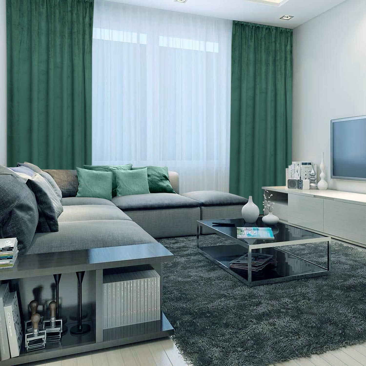 Draperie French Velvet Verde Închis | Set 2 Bucăți | CasaRossaTextil