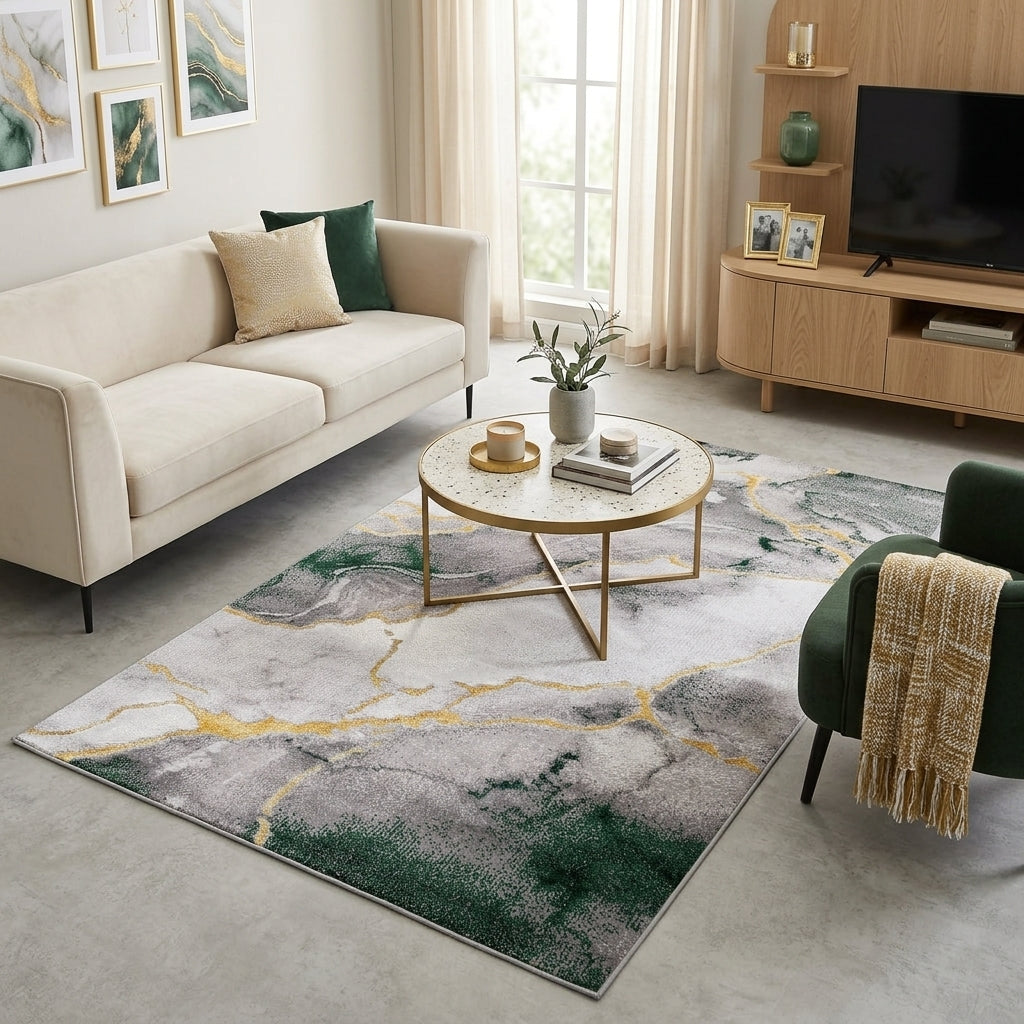 Covor BELLA Gri-Verde 3 | CasaRossaTextil